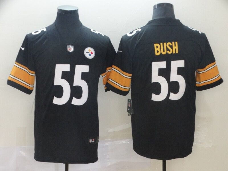 Men's Pittsburgh Steelers Devon Bush Jr. #55 Black Jersey